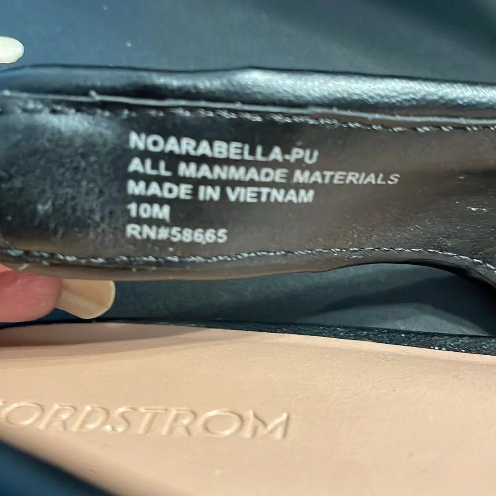 Nordstrom Arabella Slingbacks Woven Flats Size 10M Black Square Toe - Picture 9 of 10